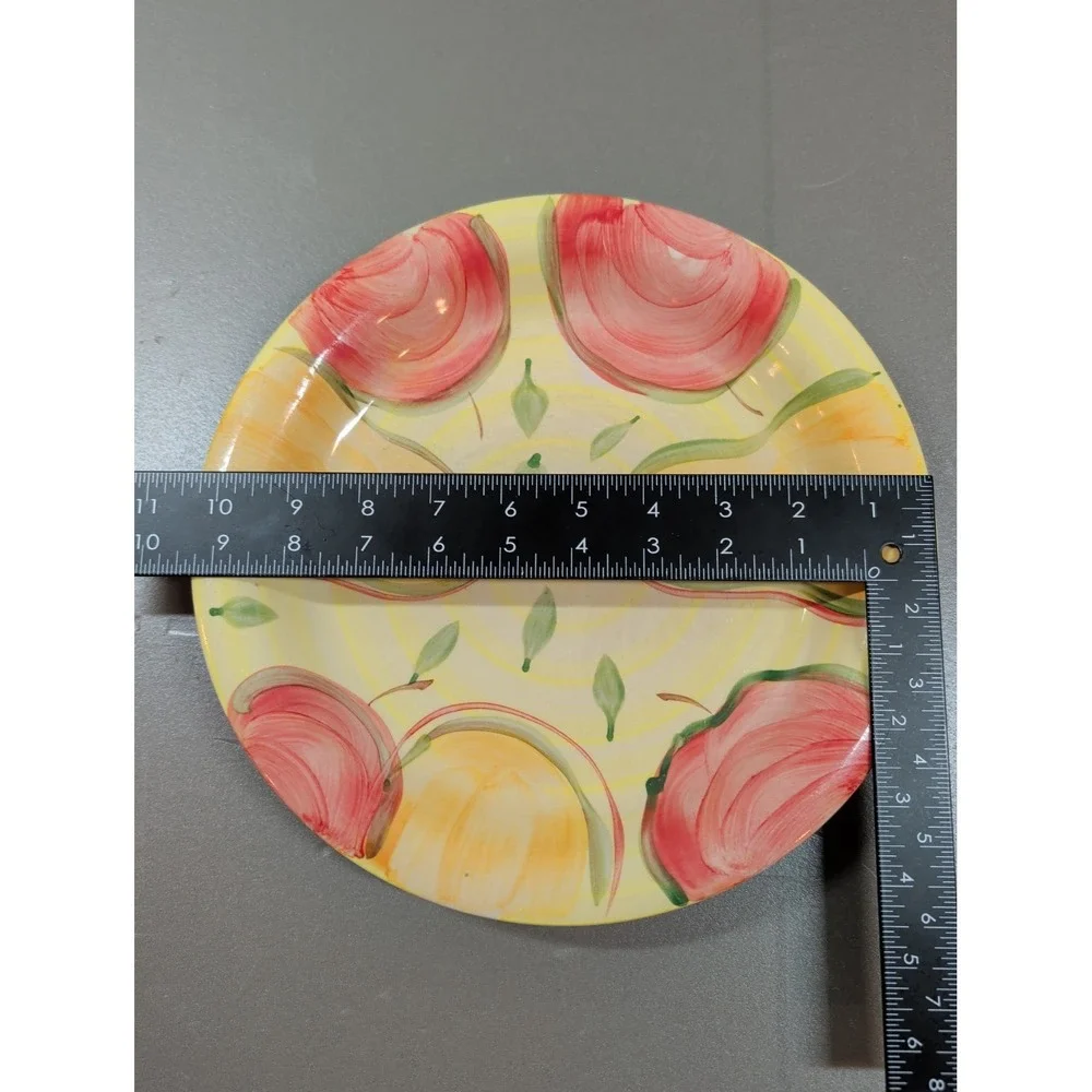 Mulberry Home Collection Fruit Salad Plate Ceramic Apple Pear Yellow 8 Inch